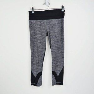 Lululemon Run Inspire Crop II Wee Striped Black White Mesh Leggings - Size 6